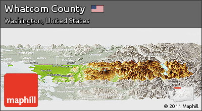 Physical Panoramic Map of Whatcom County, lighten, semi-desaturated