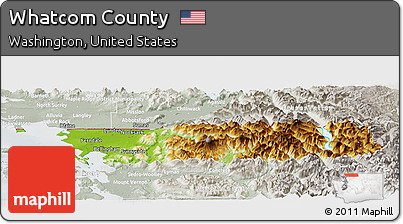 Physical Panoramic Map of Whatcom County, lighten, semi-desaturated