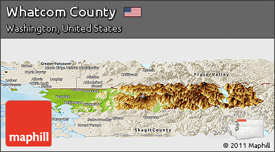 Physical Panoramic Map of Whatcom County, shaded relief outside