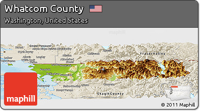 Physical Panoramic Map of Whatcom County, shaded relief outside