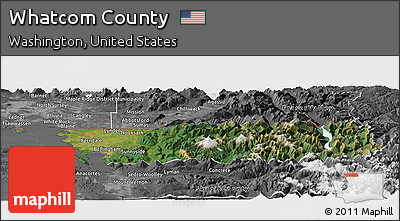 Satellite Panoramic Map of Whatcom County, desaturated