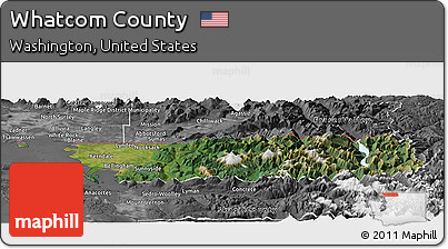 Satellite Panoramic Map of Whatcom County, desaturated