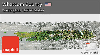 Satellite Panoramic Map of Whatcom County, lighten, semi-desaturated