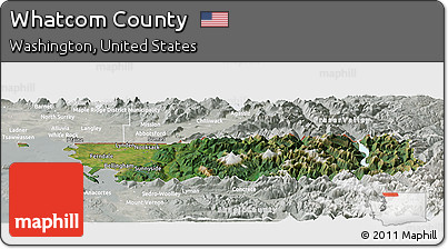 Satellite Panoramic Map of Whatcom County, lighten, semi-desaturated