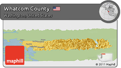 Savanna Style Panoramic Map of Whatcom County, single color outside