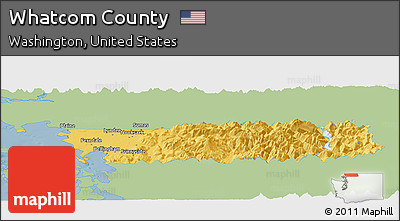 Savanna Style Panoramic Map of Whatcom County, single color outside