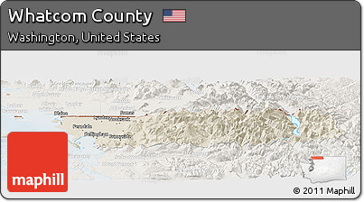 Shaded Relief Panoramic Map of Whatcom County, lighten