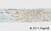 Shaded Relief Panoramic Map of Whatcom County, semi-desaturated