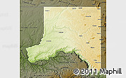 Physical Map of Whitman County, darken