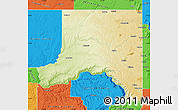 Physical Map of Whitman County, political outside
