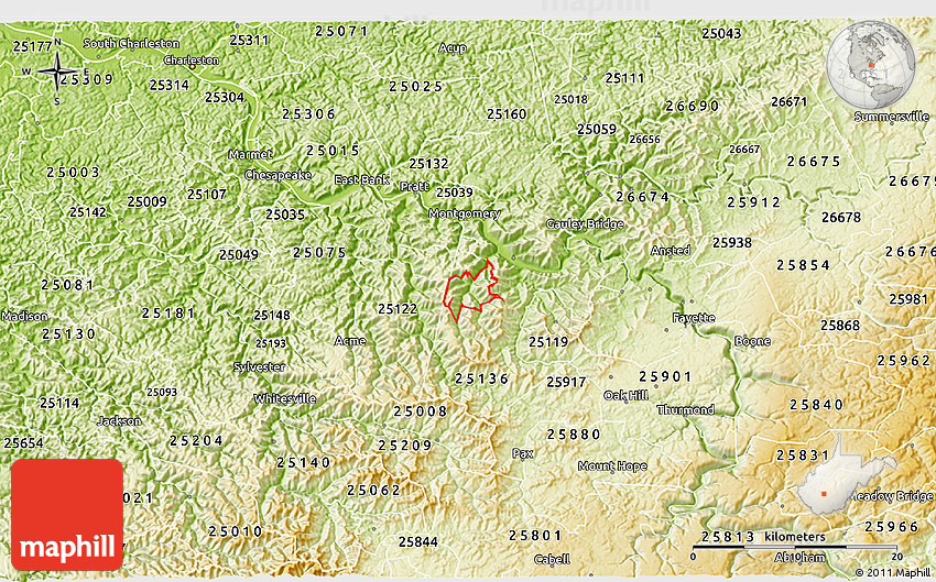 Physical 3D Map of ZIP Code 25161