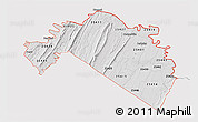 Silver Style 3D Map of ZIP codes starting with 254, single color outside
