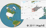 Satellite Location Map of ZIP code 25671, highlighted country, highlighted state