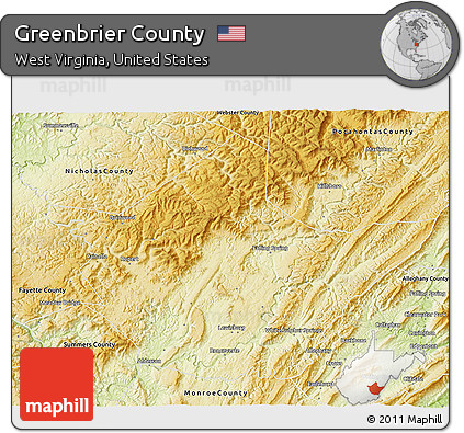 Physical 3D Map of Greenbrier County