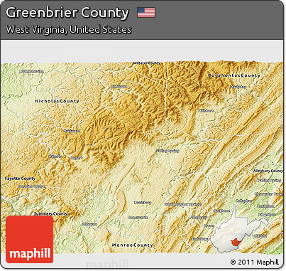 Physical 3D Map of Greenbrier County