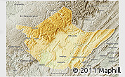 Physical 3D Map of Greenbrier County, semi-desaturated