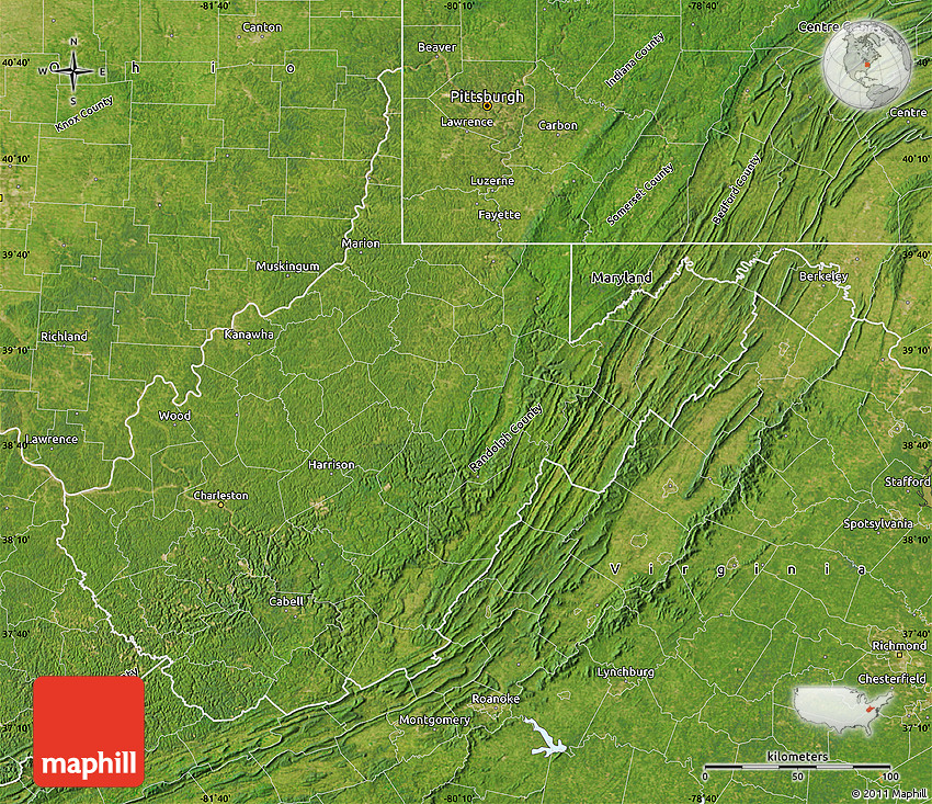 Satellite Map of West Virginia