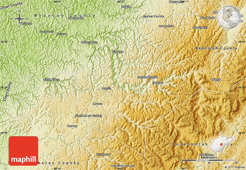 Physical Map of ster County
