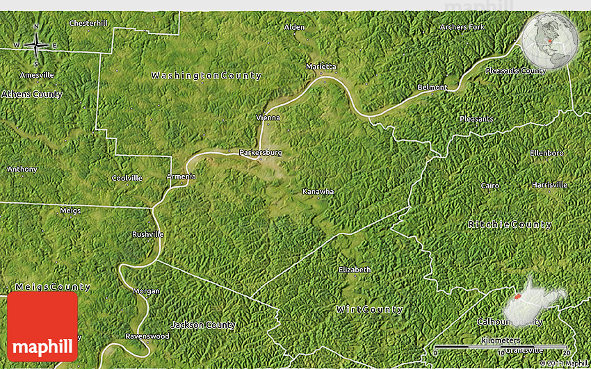 Satellite 3D Map of Wood County