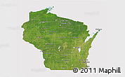 Satellite 3D Map of Wisconsin, cropped outside