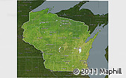 Satellite 3D Map of Wisconsin, darken