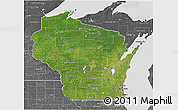 Satellite 3D Map of Wisconsin, desaturated