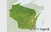 Satellite 3D Map of Wisconsin, lighten