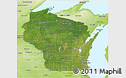 Satellite 3D Map of Wisconsin, physical outside