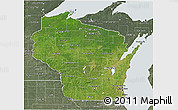 Satellite 3D Map of Wisconsin, semi-desaturated