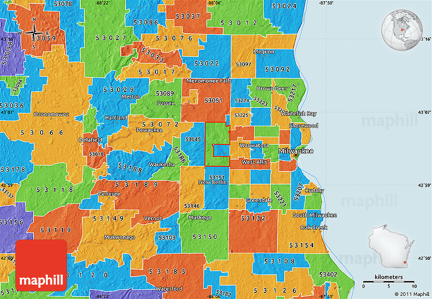 Waukesha Zip Code Map Political Map Of Zip Code 53005