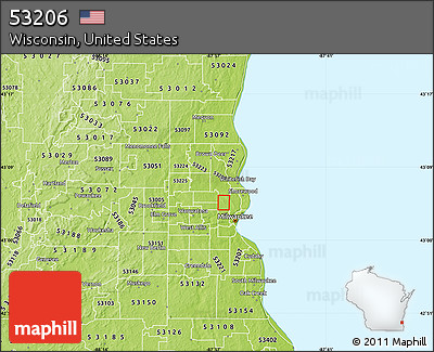 53206 Zip Code Map Free Physical Map Of Zip Code 53206