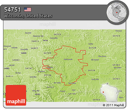 Physical 3D Map of ZIP Code 54751