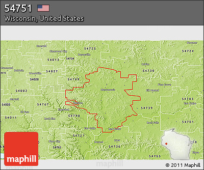 Physical 3D Map of ZIP Code 54751