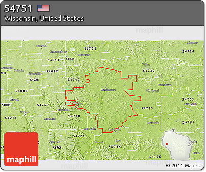 Physical 3D Map of ZIP Code 54751