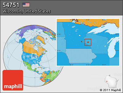 Political Location Map of ZIP Code 54751