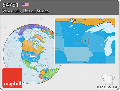 Political Location Map of ZIP Code 54751