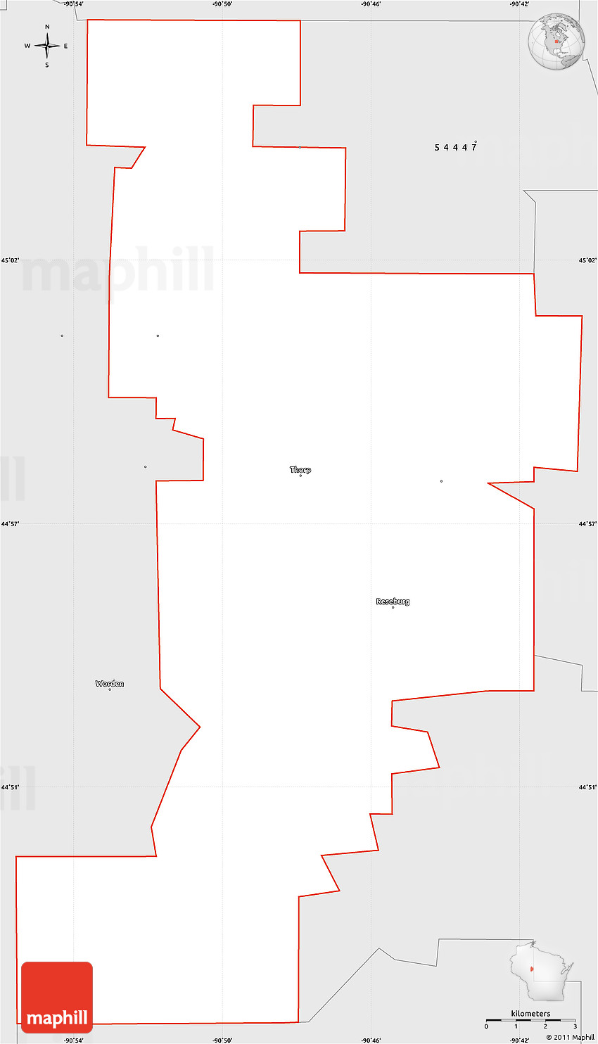 Silver Style Simple Map of ZIP Code 54771