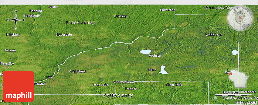 Satellite Panoramic Map of County