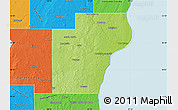 Physical Map of Manitowoc County, political outside