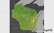 Satellite Map of Wisconsin, darken, desaturated