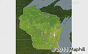 Satellite Map of Wisconsin, darken