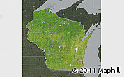 Satellite Map of Wisconsin, darken, semi-desaturated