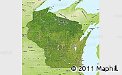 Satellite Map of Wisconsin, physical outside