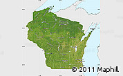 Satellite Map of Wisconsin, single color outside