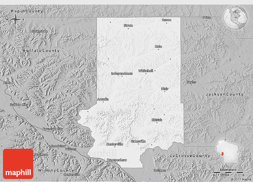Gray 3D Map of Trempealeau County