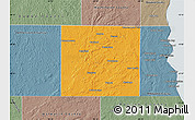 Political Map of Waukesha County, semi-desaturated