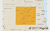 Political Map of Waukesha County, shaded relief outside