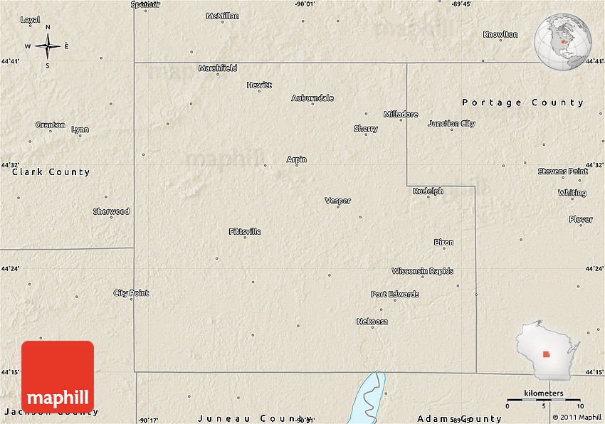 Shaded Relief Map of Wood County