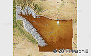 Physical Map of Fremont County, satellite outside