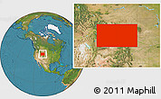 Satellite Location Map of Wyoming